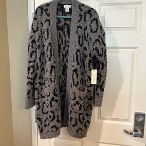 Rachel Zoe Gray and Black Print Sweater Cardigan NWT 2X